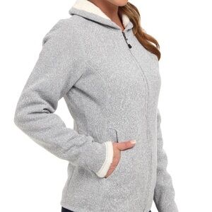 North Face Womens Banderitas Gray Knit Sherpa Lined Full Zip Jacket Size Medium